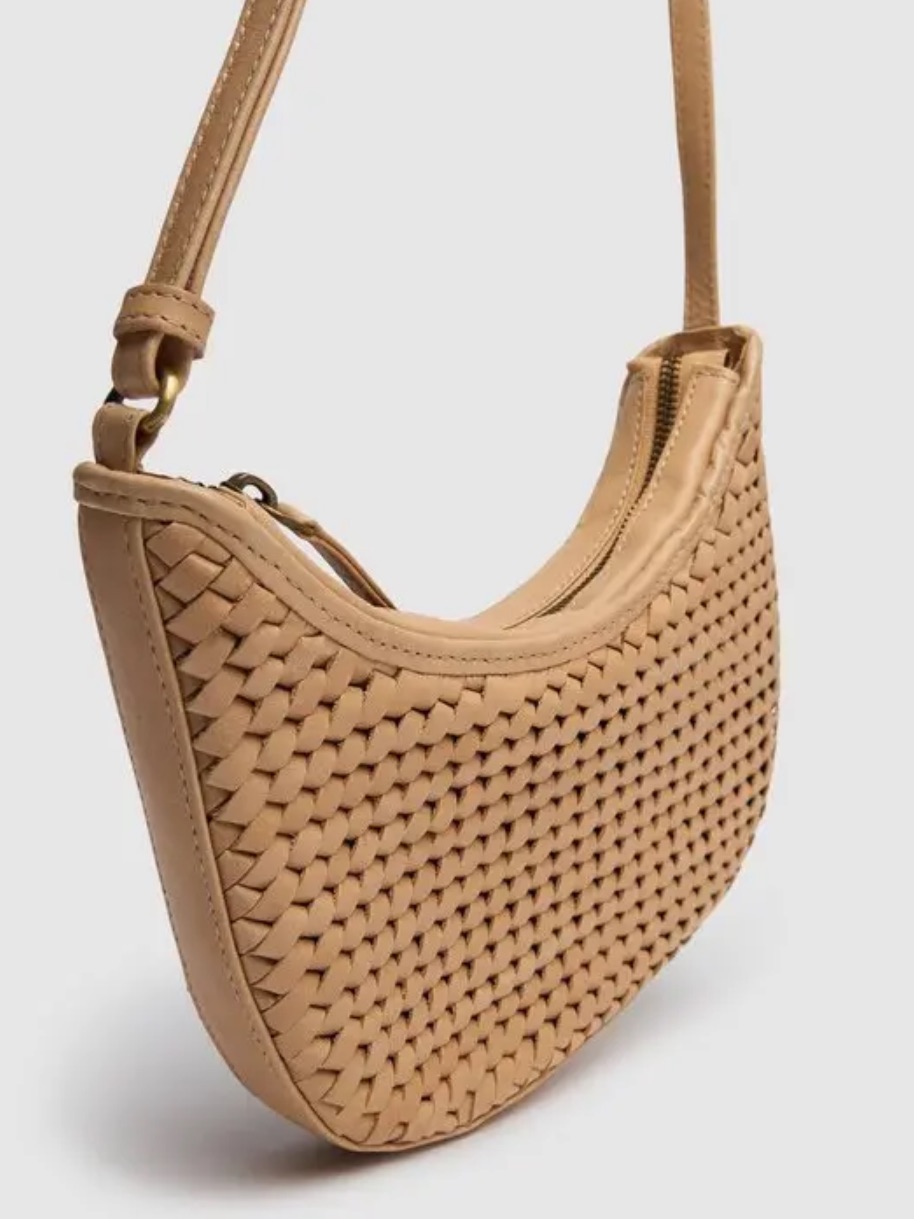 Bembien Mini Sling Handwoven Caramel Leather Crossbody Bag